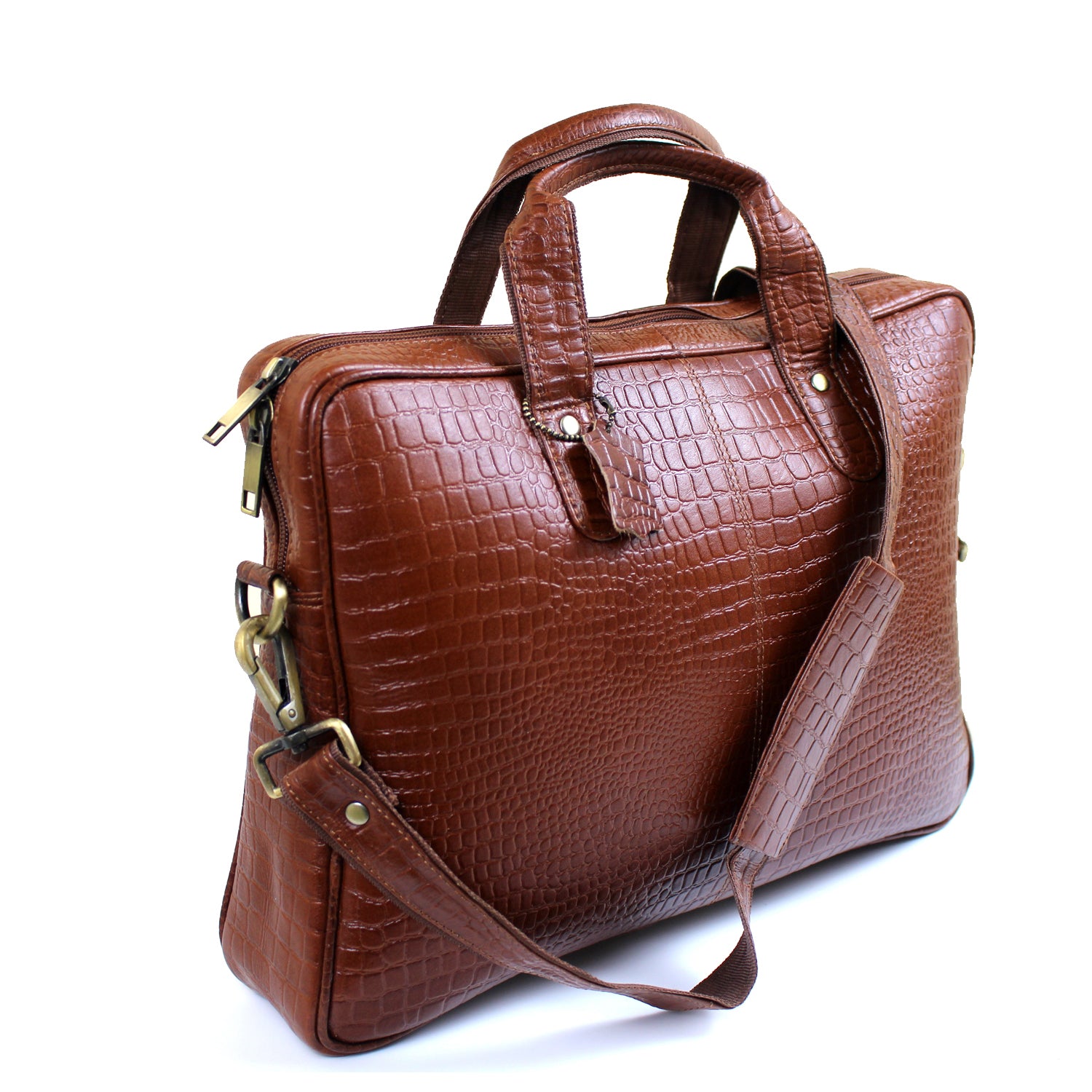 Genuine Leather Laptop Bag 14 inches Crocodilian texture Briefcase Men/Women Handmade Messenger Adjustable Shoulder Bag for Business Office Travel Genuine Leather Laptop Bag 14 inches Crocodilian texture Briefcase Men/Women Handmade Messenger Adjustable Shoulder Bag for Business Office Travel